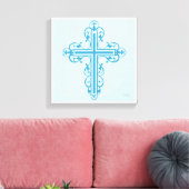 Extravagant Cross Design Nr. 14 Blau Leinwanddruck (Insitu (Wohnzimmer))