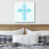 Extravagant Cross Design Nr. 14 Blau Leinwanddruck (Insitu (Schlafzimmer))