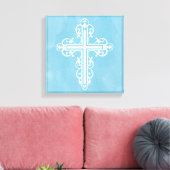 Extravagant Cross Design Nr. 15 Blau Leinwanddruck (Insitu (Wohnzimmer))