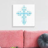 Extravagant Cross Design Nr. 16 Blau Leinwanddruck (Insitu (Wohnzimmer))