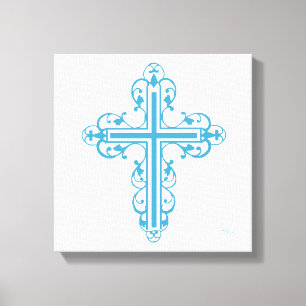 Extravagant Cross Design Nr. 16 Blau Leinwanddruck