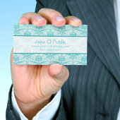 Extravagant Eggshell Blue Damask Visitenkarte