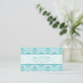 Extravagant Eggshell Blue Damask Visitenkarte (Stehend Vorderseite)