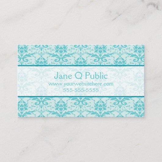 Extravagant Eggshell Blue Damask Visitenkarte (Vorderseite)