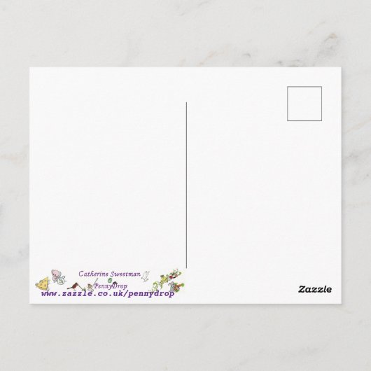 Extravagant ein Brulee Quirky Dessert Funny Cartoo Postkarte (Rückseite)