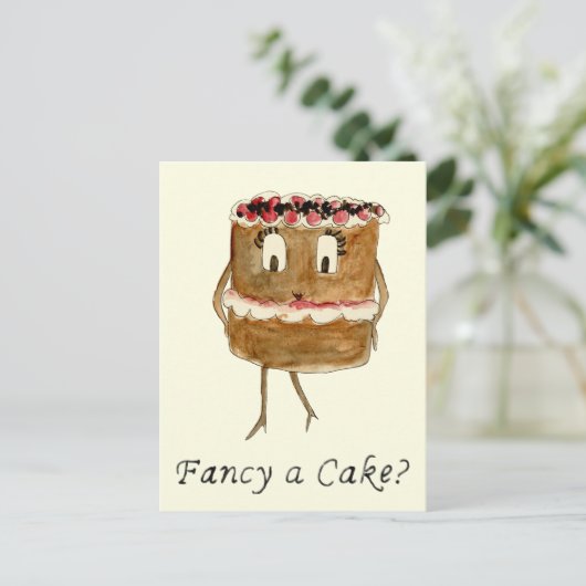 Extravagant ein Cake Funny Chocolate Quirky Cartoo Postkarte (Stehend Vorderseite)