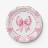 Extravagant ein rosa Coquette Bow Erster Geburtsta Pappteller (Vorderseite)