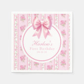 Extravagant ein rosa Coquette Bow Erster Geburtsta Serviette (Vorderseite)