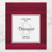 Extravagant & elegant Rot Hintergrund Stilvolle We Weinetikett (Einzelnes Label)