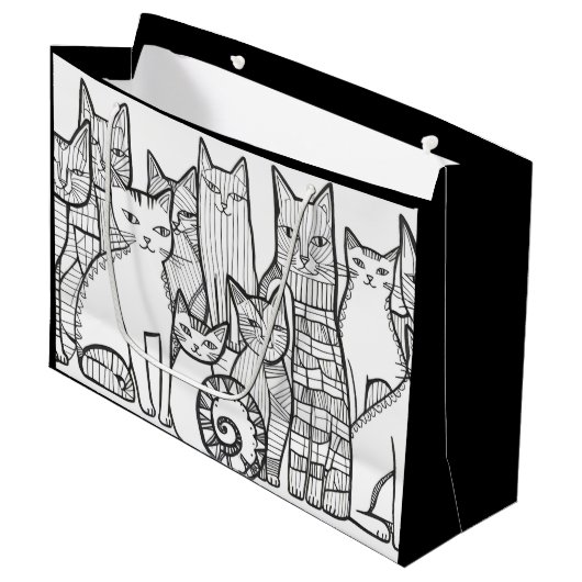 Extravagant Feline Große Geschenktüte (Vorderseite Schrägansicht)