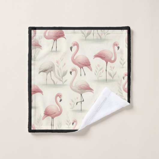Extravagant Flamingo (anpassbar) Badhandtuch Set (Waschlappen)