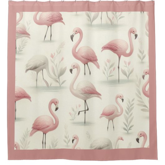 Extravagant Flamingo Duschvorhang (Vorderseite)