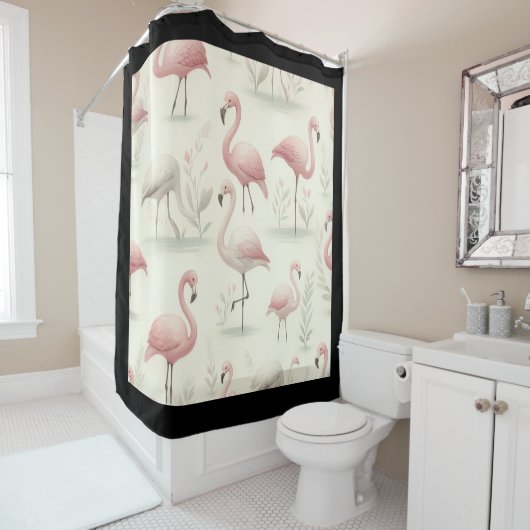 Extravagant Flamingo Duschvorhang (Beispiel)