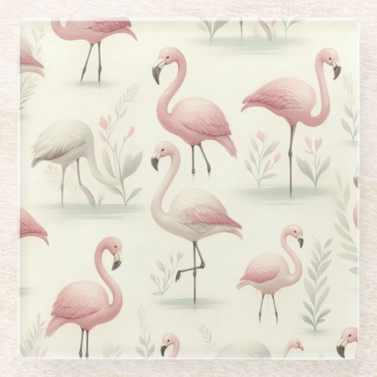 Extravagant Flamingo Glasuntersetzer (Vorderseite)