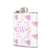 Extravagant Flamingo Mit Monogramm Flask Flachmann (Links)