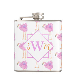 Extravagant Flamingo Mit Monogramm Flask Flachmann