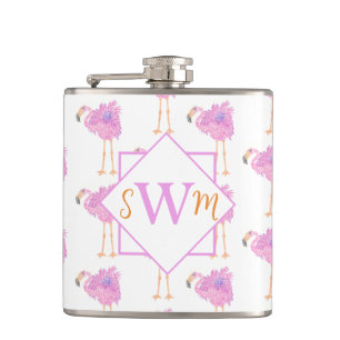 Extravagant Flamingo Mit Monogramm Flask Flachmann