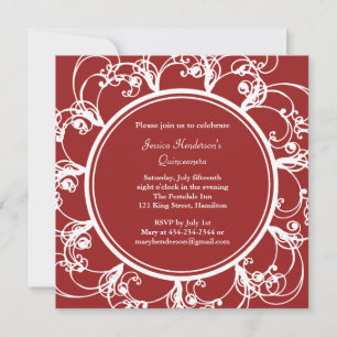 Extravagant Floral Quinceanera Invite (rot) Einladung