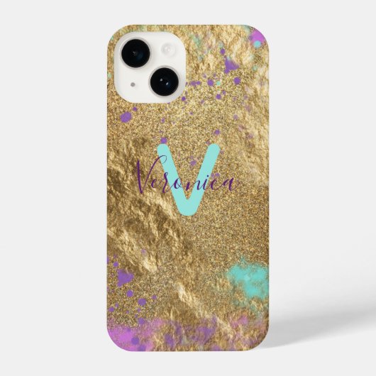 Extravagant Foil Glitzer Gold Metallic Paint Sprit iPhone Hülle (Rückseite)