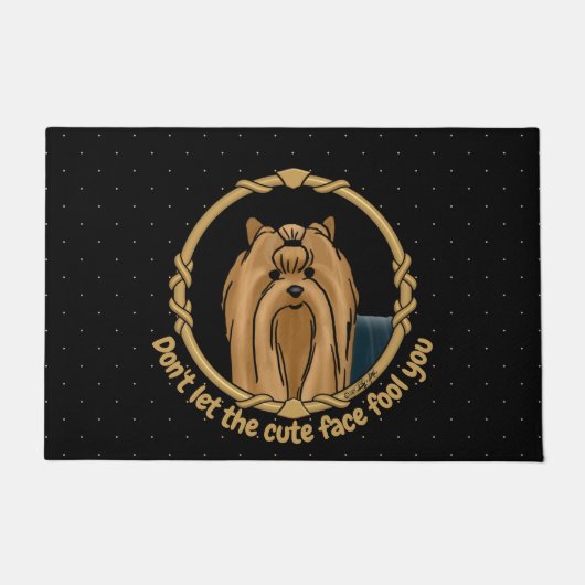 Extravagant Frame Yorkshire Terrier (Yorkie) Portr Fußmatte (Vorderseite)