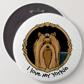 Extravagant Frame Yorkshire Terrier Yorkie Portrai Button (Vorne & Hinten)