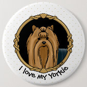 Extravagant Frame Yorkshire Terrier Yorkie Portrai Button (Vorderseite)