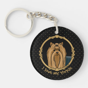 Extravagant Frame Yorkshire Terrier Yorkie Portrai Schlüsselanhänger