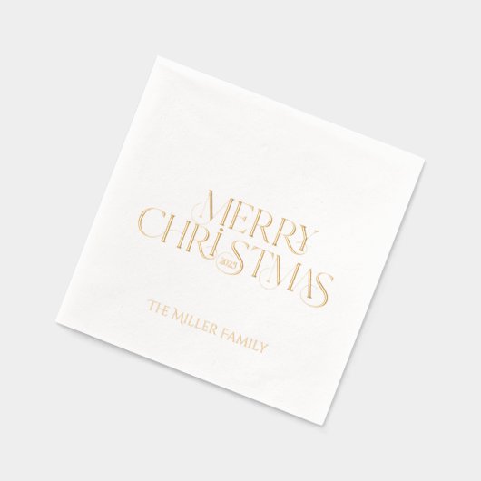 Extravagant frohe Weihnachts Retro Typografie Servietten Mit Folie (Links)