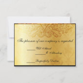 Extravagant Geblüht Goldmasquerade Hochzeitsempfan RSVP Karte (Rückseite)