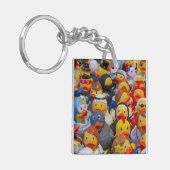 Extravagant gekleidete gelbe Kunststoffenten Schlüsselanhänger (Vorderseite links)