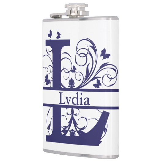 Extravagant geteilter Monogrammbuchstabe "L" indiv Flachmann (Links)