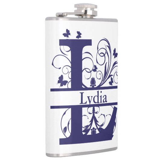 Extravagant geteilter Monogrammbuchstabe "L" indiv Flachmann (Rechts)