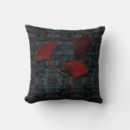 Extravagant Ginkgo Grunge Accent Pillow Black Kissen
