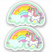 Extravagant Girly Niedlich Fun Rainbow Unicorn Aufkleber (Vorderseite)