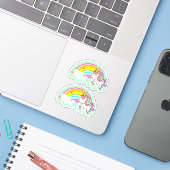 Extravagant Girly Niedlich Fun Rainbow Unicorn Aufkleber (Laptop mit iPhone)