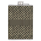 Extravagant Gold Brown Lilie Vinyl Wrapped Flask Flachmann (Rückseite)