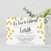 Extravagant Gold Confetti 40. Geburtstag Party Ein Einladung (Stehend Vorderseite)