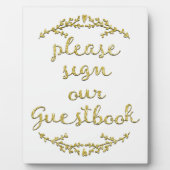 Extravagant Gold Glitzer Guestbook-Signatur Fotoplatte (Vorderseite)