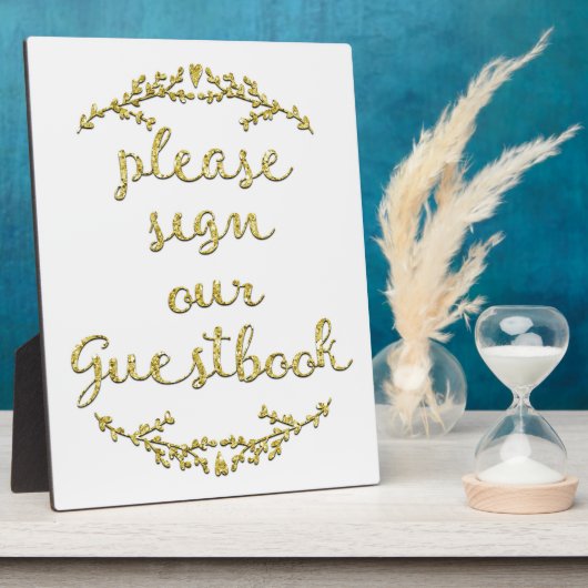 Extravagant Gold Glitzer Guestbook-Signatur Fotoplatte (Seite)