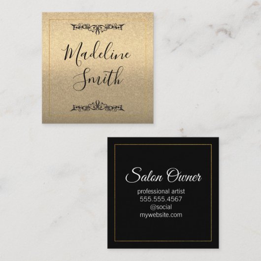 Extravagant Gold Glitzer Lux Quadratische Visitenkarte (Vorne/Hinten)