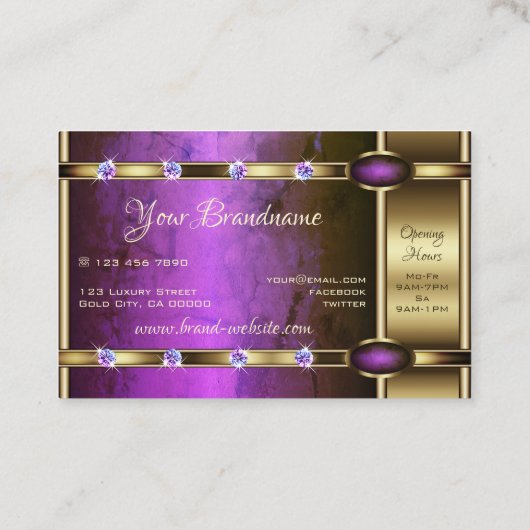 Extravagant Golden mit Lila Marmormuster Visitenkarte (Rückseite)