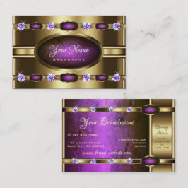 Extravagant Golden mit Lila Marmormuster Visitenkarte