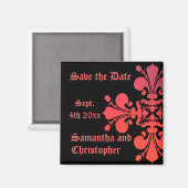 Extravagant Goth fleur de lys damask Save the Date Magnet (Vorderseite/Rückseite)