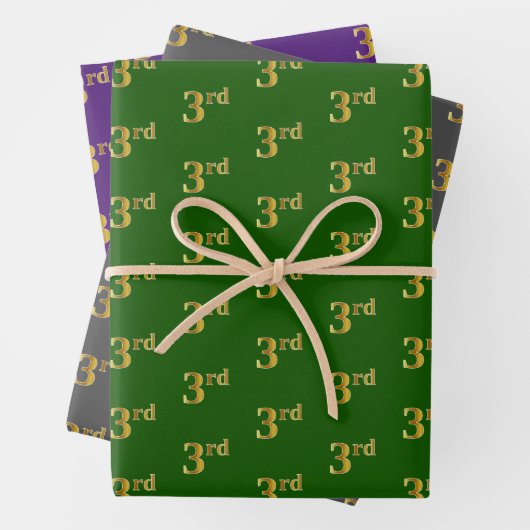 Extravagant Green, Grau, Lila, Imitate Gold 3. Eve Geschenkpapier Set (Beispiel)
