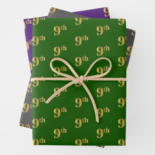 Extravagant Green, Grau, Lila, Imitate Gold 9. Ver Geschenkpapier Set (Beispiel)