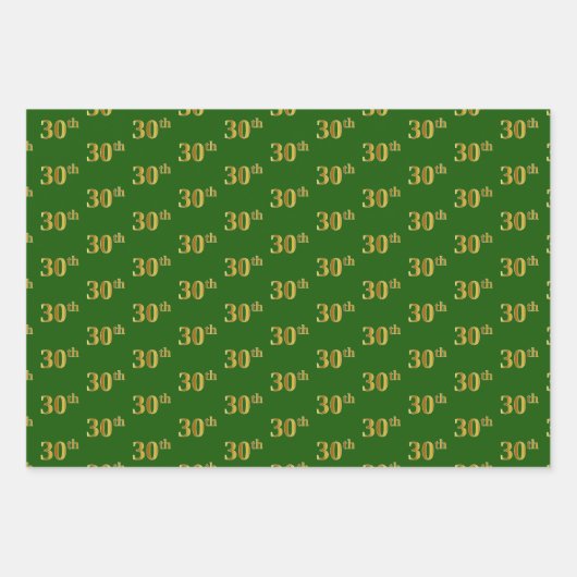 Extravagant Green, Gray, Lila, Imitate Gold 30. Ev Geschenkpapier Set (Vorderseite)