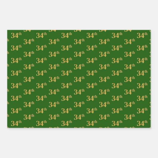 Extravagant Green, Gray, Lila, Imitate Gold 34. Ev Geschenkpapier Set (Vorderseite)