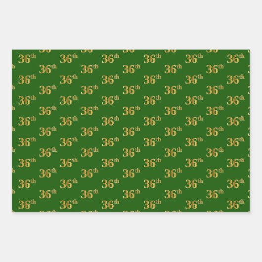 Extravagant Green, Gray, Lila, Imitate Gold 36. Ev Geschenkpapier Set (Vorderseite)