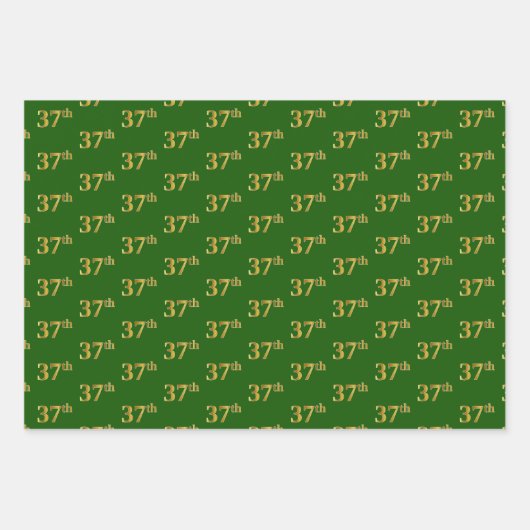 Extravagant Green, Gray, Lila, Imitate Gold 37. Ev Geschenkpapier Set (Vorderseite)