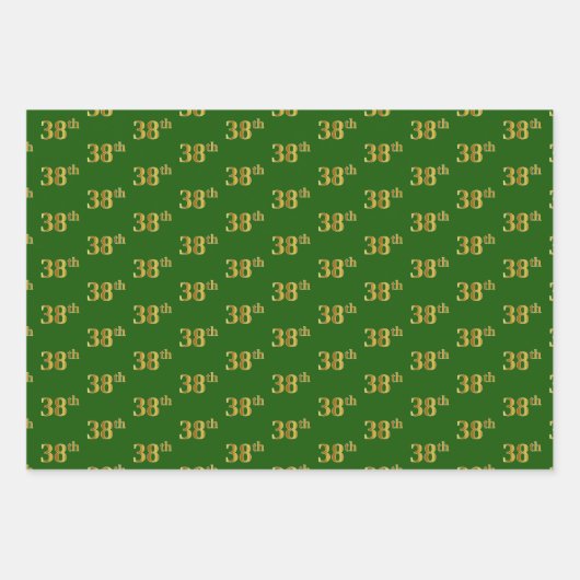 Extravagant Green, Gray, Lila, Imitate Gold 38. Ev Geschenkpapier Set (Vorderseite)